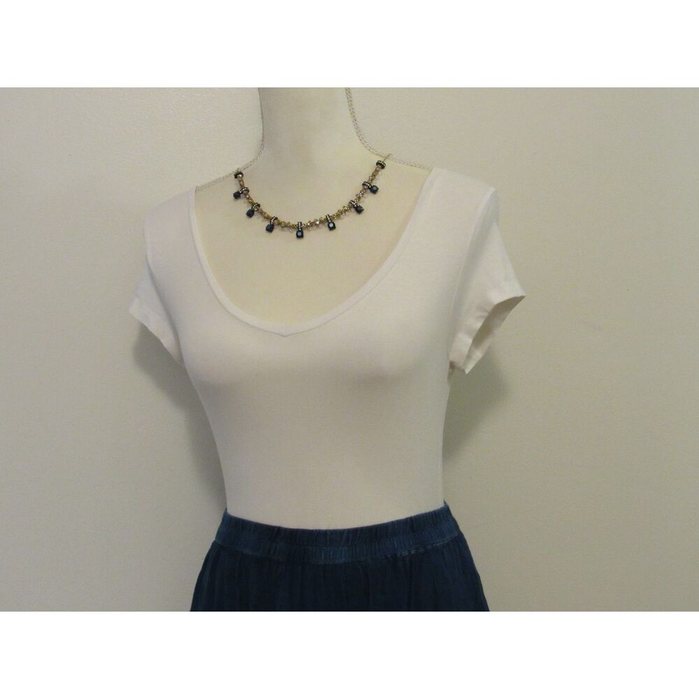 Studio West Indigo Blue Tiered Ruffle Denim Maxi Skirt